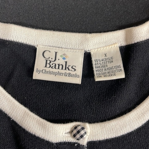 C.J. Banks Black & White Sweater Cardigan 14W (X) - Picture 6 of 8